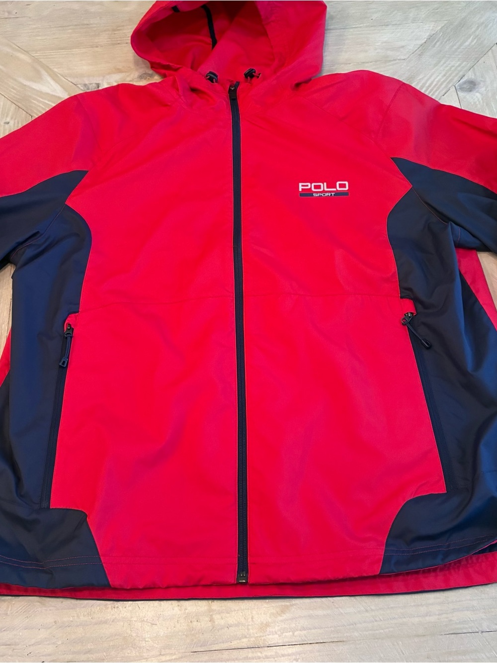 Polo Sport Ralph Lauren Men’s Red and Black Hooded Rain Jacket